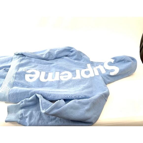 Men's Supreme Baby Blue Satin Appliqué Sweatpants and Hoodie Sweatshirt Size L - Picture 4 of 10